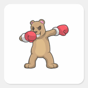 Bear as Boxer at Boxing & Hip Hop Dance Dab Square Sticker