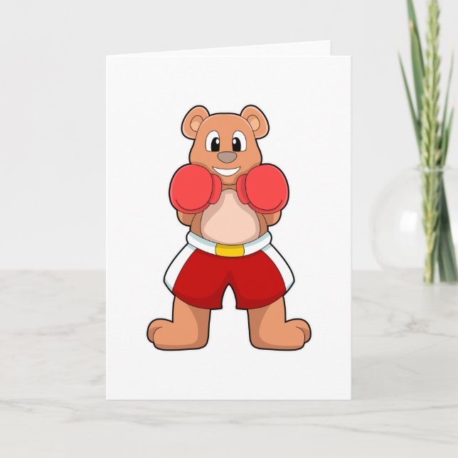 Bear as Boxer with Boxing gloves Card (Front)