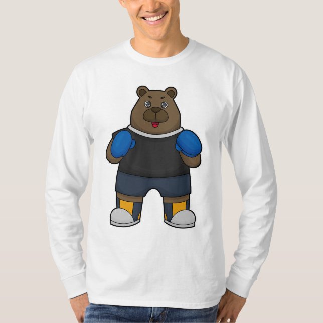 Bear as Boxer with Boxing gloves T-Shirt (Front)