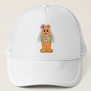 Bear as Bride with Flowers Trucker Hat