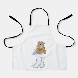 Bear as Bride with Veil Apron
