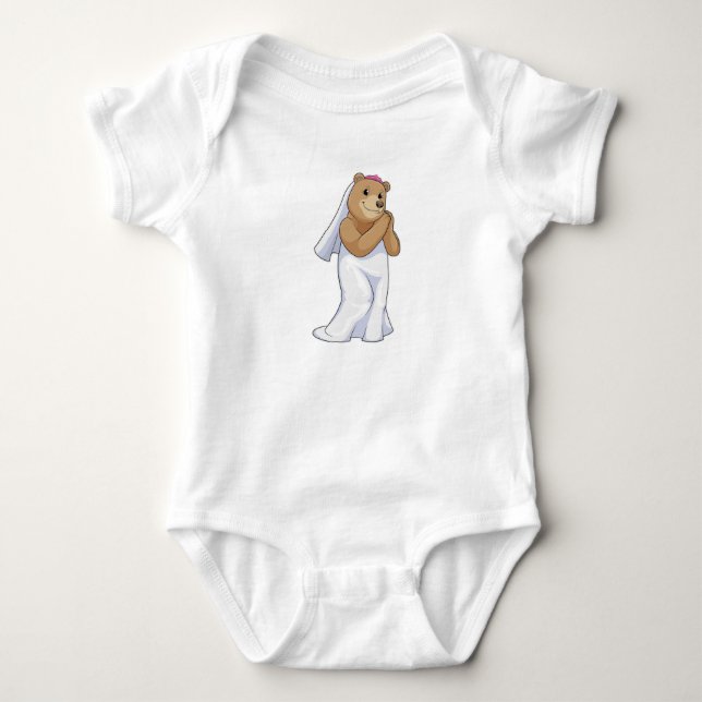 Bear as Bride with Veil Baby Bodysuit (Front)