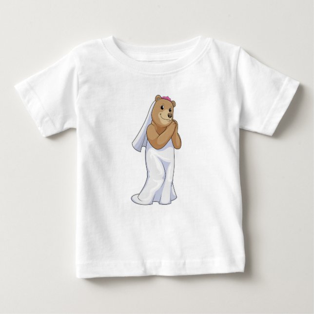 Bear as Bride with Veil Baby T-Shirt (Front)