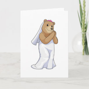 Bear as Bride with Veil Card