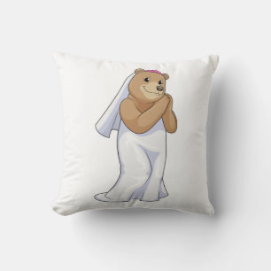 Bear as Bride with Veil Cushion