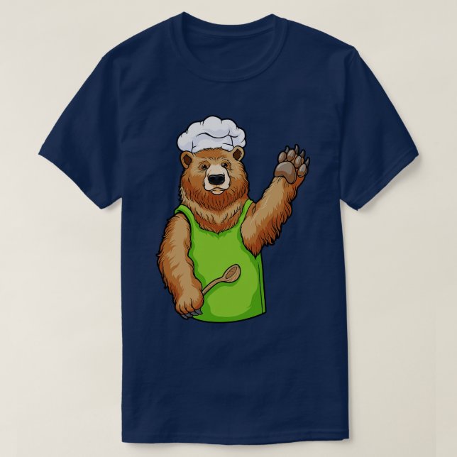 Bear as Chef with Chef hat and Wooden spoon T-Shirt (Design Front)