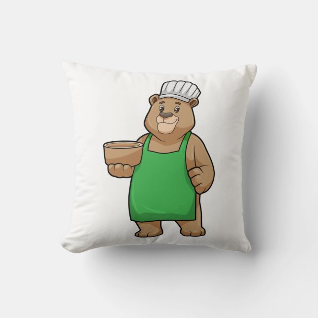 Bear as Cook with Cooking apron & Bowl Cushion (Front)