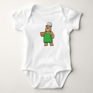 Bear as Cook with Cooking apron & Wooden bowl Baby Bodysuit