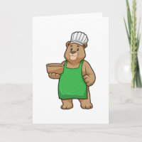 Bear as Cook with Cooking apron & Wooden bowl