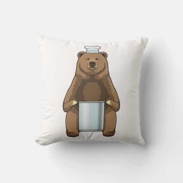 Bear as Cook with Cooking pot Cushion (Front)