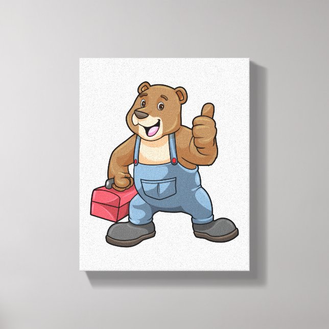Bear as Craftsman with Tool box Canvas Print (Front)