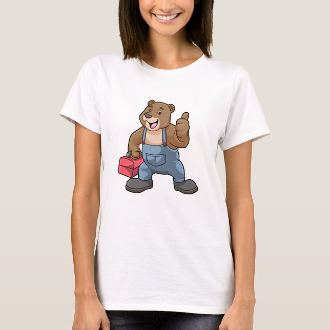 Bear as Craftsman with Tool box T-Shirt (Front)