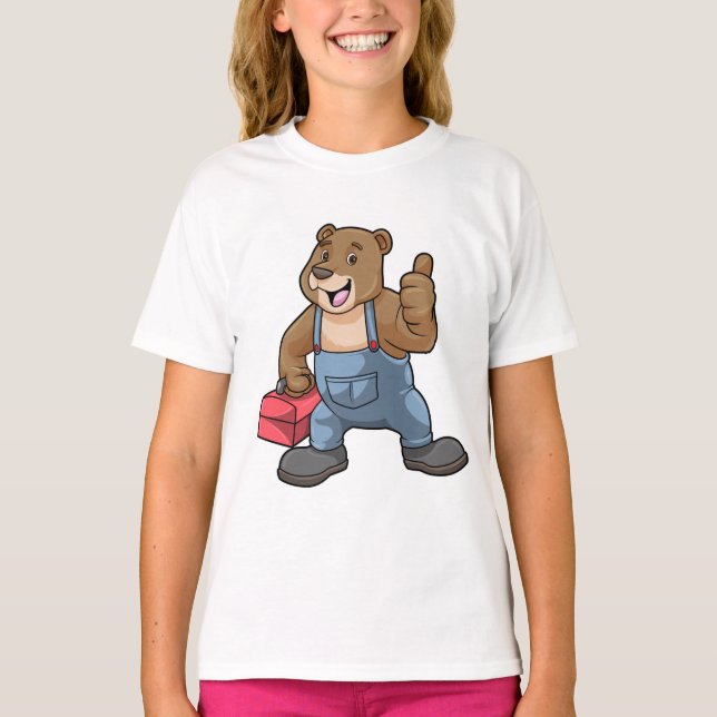 Bear as Craftsman with Tool box T-Shirt (Front)