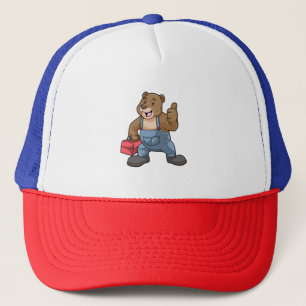 Bear as Craftsman with Tool box Trucker Hat