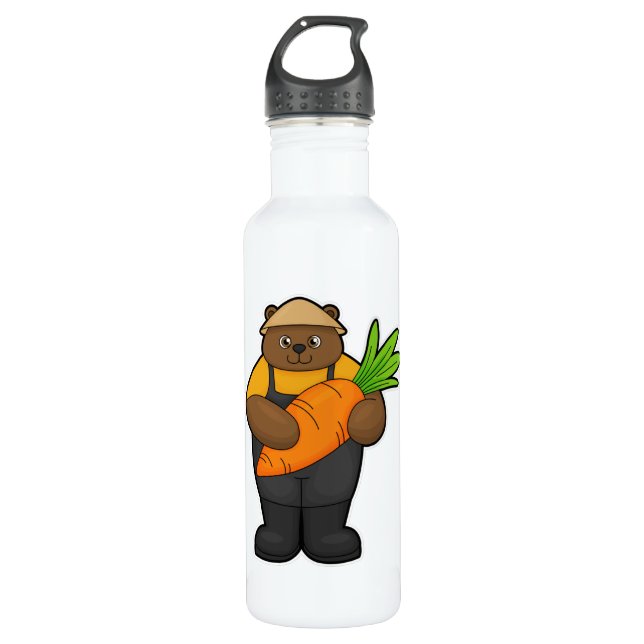 Bear as Farmer with Carrot 710 Ml Water Bottle (Front)
