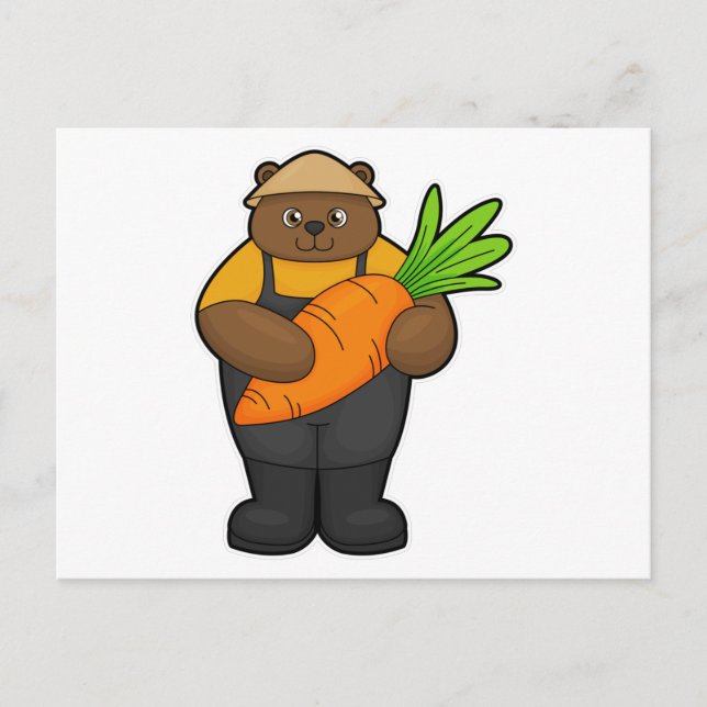 Bear as Farmer with Carrot Postcard (Front)