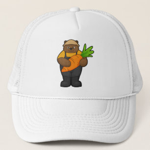 Bear as Farmer with Carrot Trucker Hat