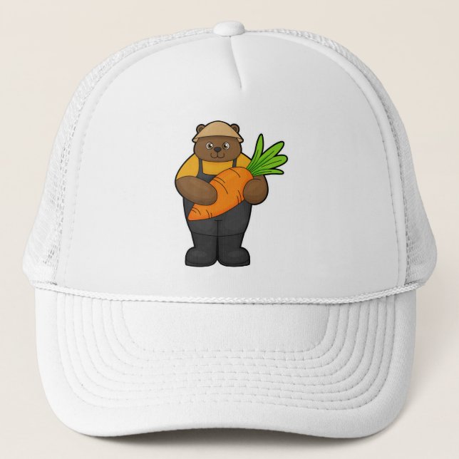 Bear as Farmer with Carrot Trucker Hat (Front)