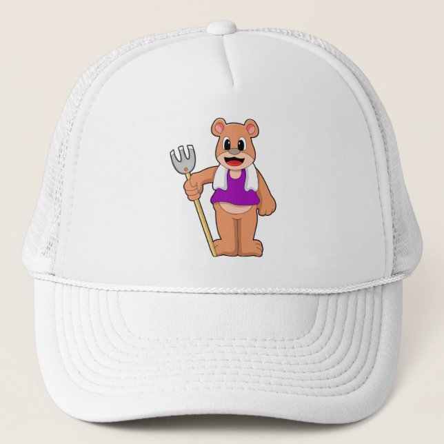 Bear as Farmer with Rake Trucker Hat (Front)