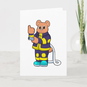 Bear as Firefighter at Fire department with Hose Card