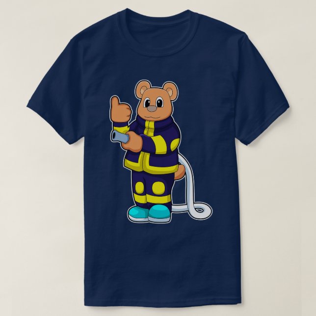 Bear as Firefighter at Fire department with Hose T-Shirt (Design Front)