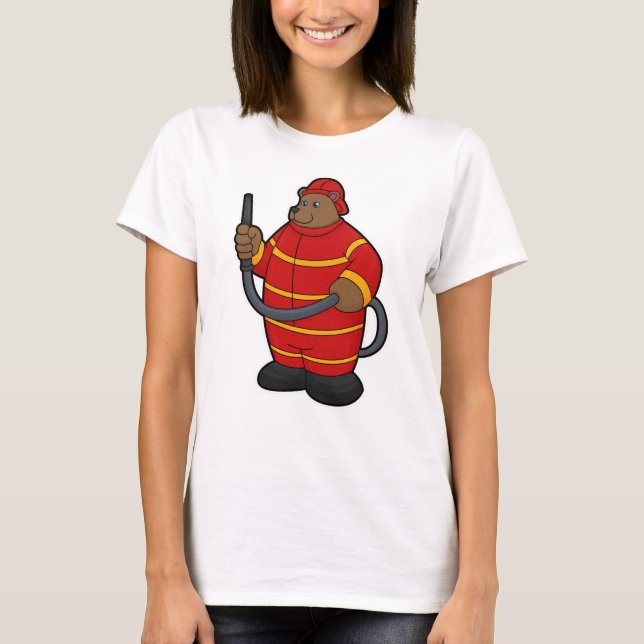 Bear as Firefighter with Hose T-Shirt (Front)