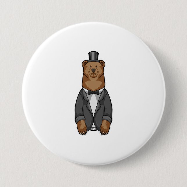 Bear as Groom with Jacket 7.5 Cm Round Badge (Front)