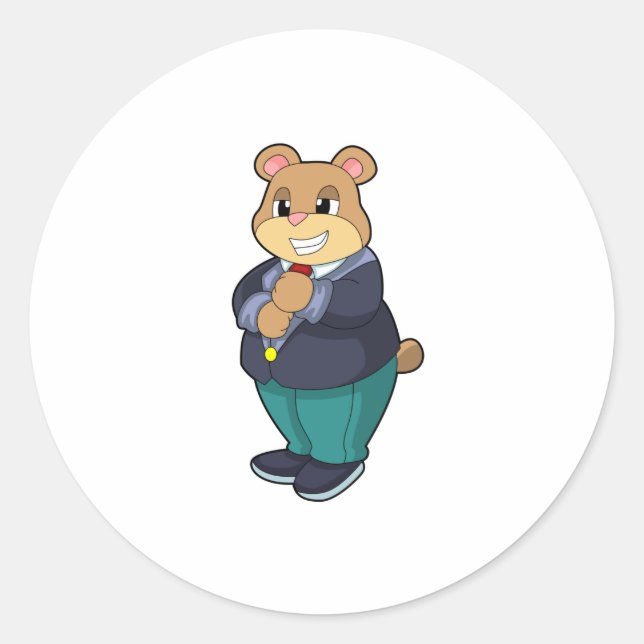 Bear as Groom with Suit Classic Round Sticker (Front)