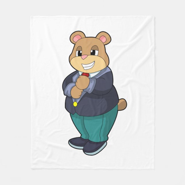 Bear as Groom with Suit Fleece Blanket (Front)
