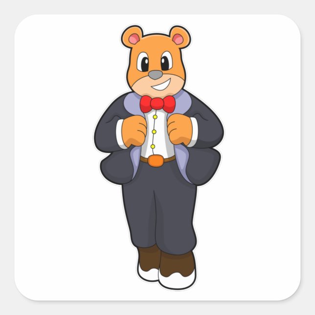 Bear as Groom with Suit Square Sticker (Front)