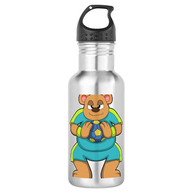 Bear as Handball player with Handball 710 Ml Water Bottle (Front)