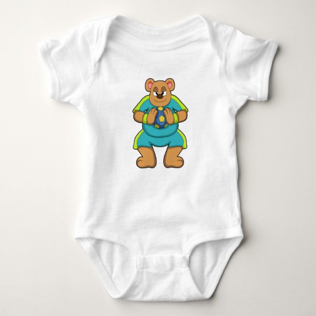 Bear as Handball player with Handball Baby Bodysuit (Front)