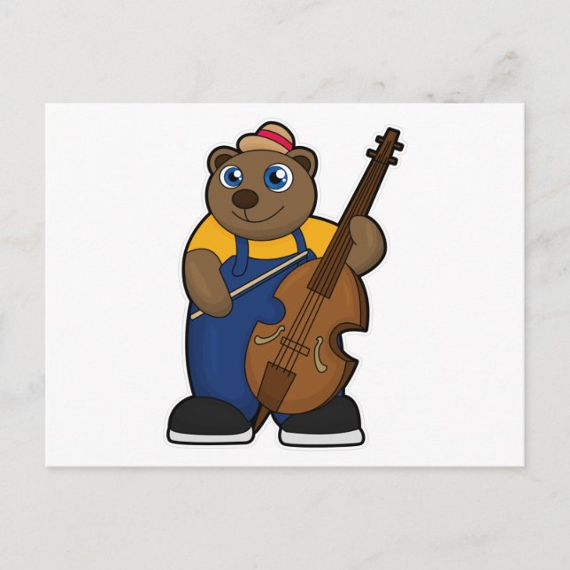 Bear as Musician with Guitar Postcard (Front)