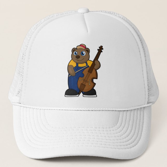 Bear as Musician with Guitar Trucker Hat (Front)