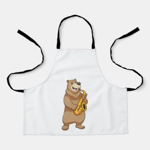 Bear as Musician with Saxophone Apron