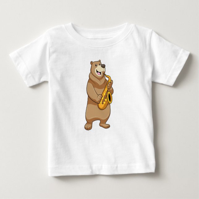 Bear as Musician with Saxophone Baby T-Shirt (Front)