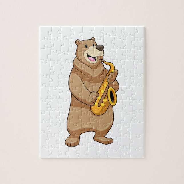 Bear as Musician with Saxophone Jigsaw Puzzle (Vertical)