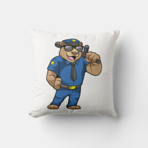 Bear as Police officer with Baton Cushion