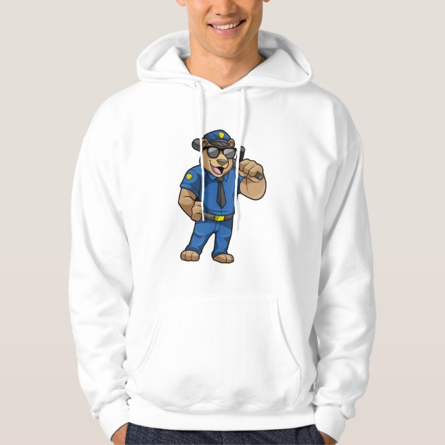 Bear as Police officer with Baton Hoodie (Front)