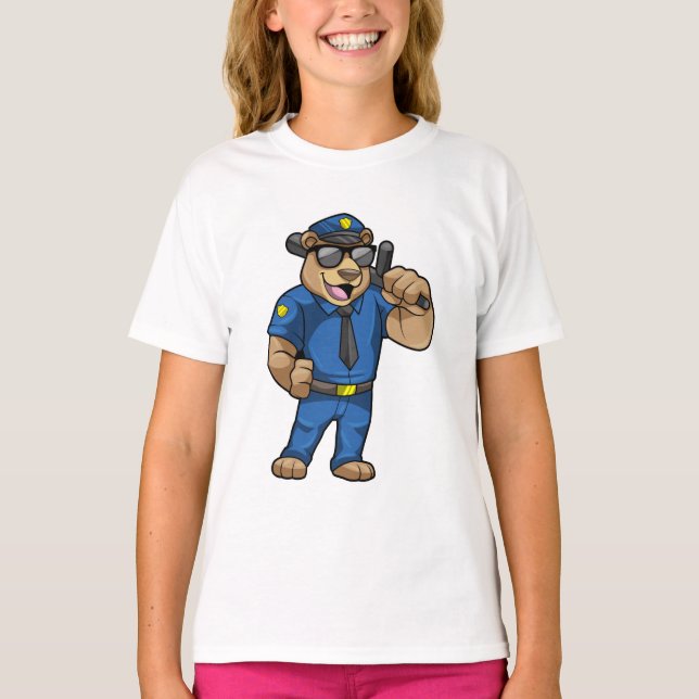 Bear as Police officer with Baton T-Shirt (Front)