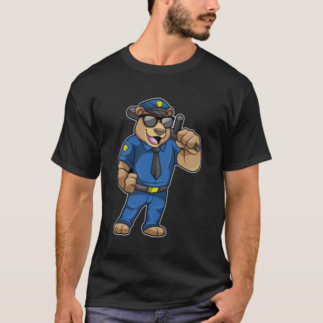 Bear as Police officer with Baton T-Shirt (Front)