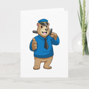 Bear as Police officer with Police hat Card