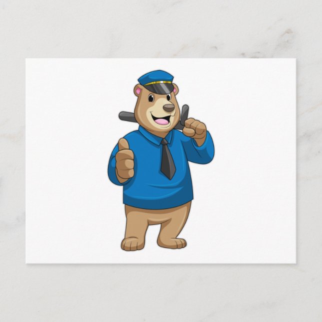 Bear as Police officer with Police hat Postcard (Front)