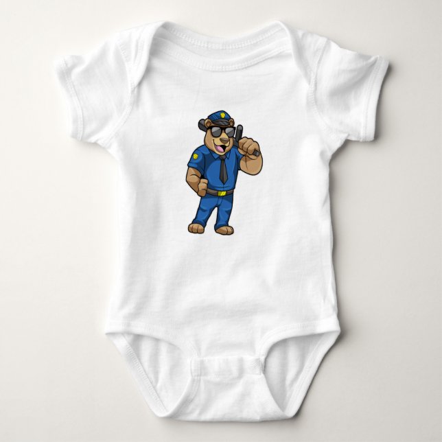 Bear as Police officer with Police uniform Baby Bodysuit (Front)