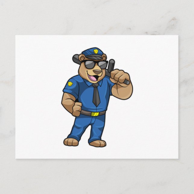 Bear as Police officer with Police uniform Postcard (Front)