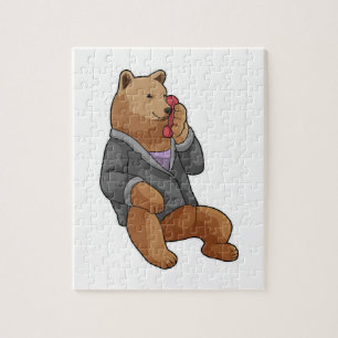 Bear as Secretary with Phone Jigsaw Puzzle