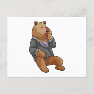 Bear as Secretary with Phone Postcard