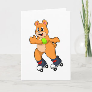 Bear as Skater with Inline skates Card