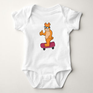 Bear as Skater with Skateboard Baby Bodysuit
