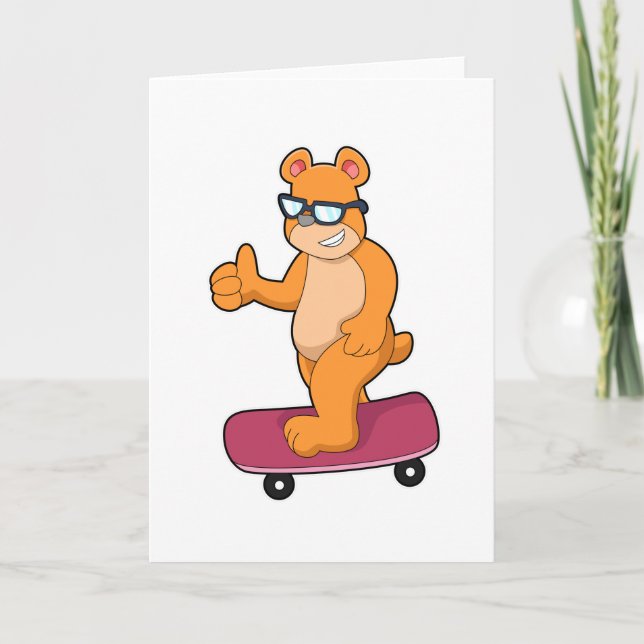 Bear as Skater with Skateboard Card (Front)